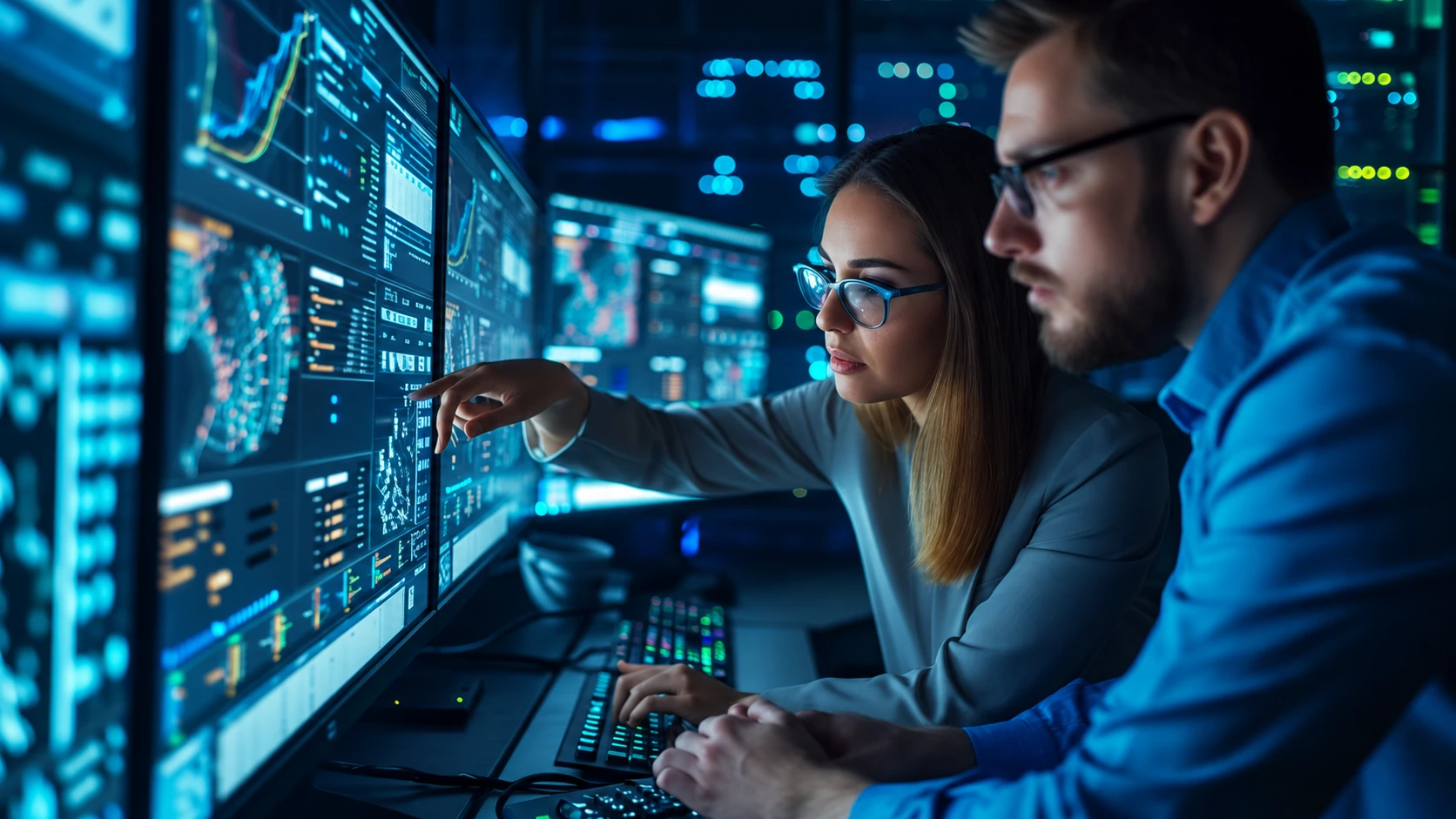 Two traders reviewing charts together